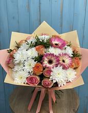 Букет цветов из:  Розы, Герберы и Хризантемы в Кожино