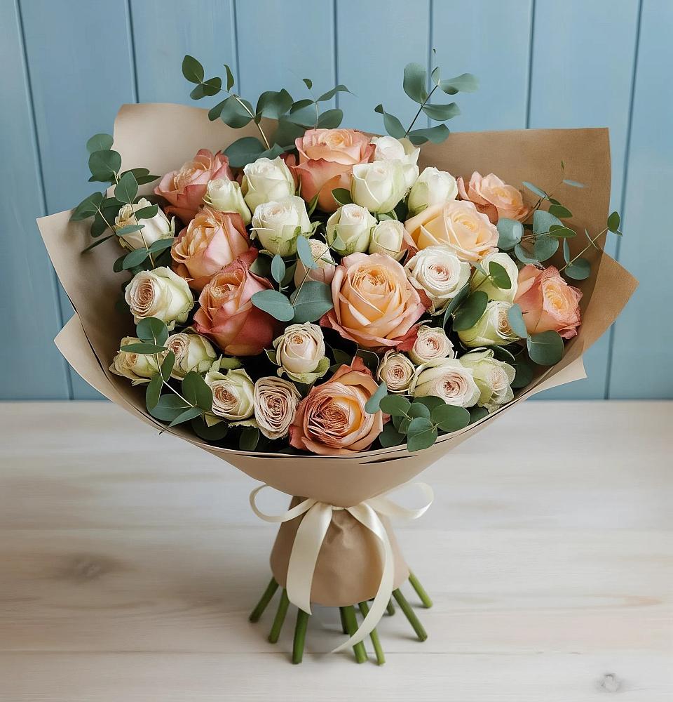 Букет цветов из: Альстромерии и Розы в Кожино