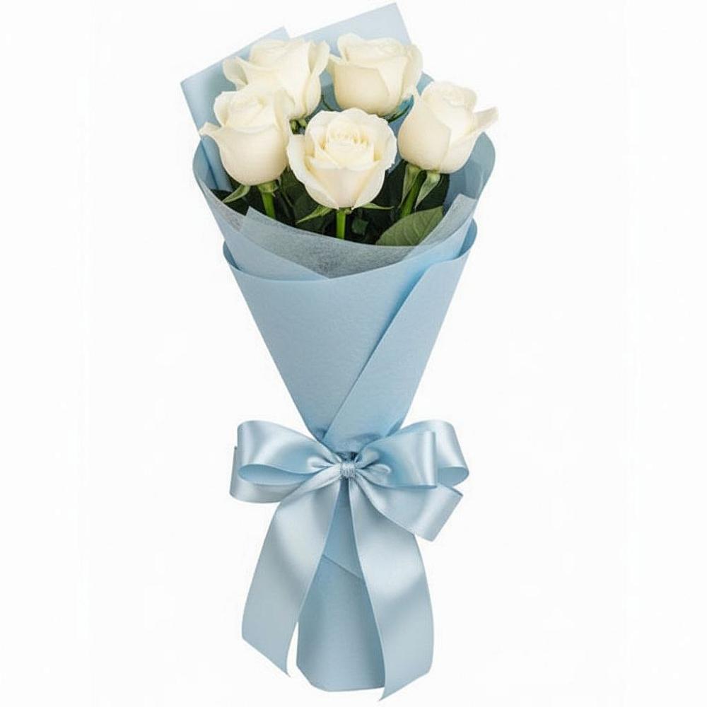 Букет 5 Белых роз Проуд в Кожино
