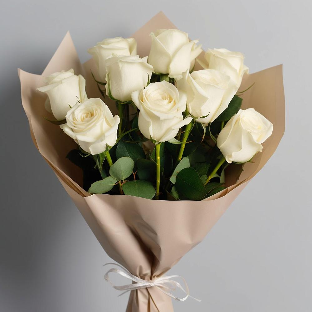 Букет 9 Белых роз Эдлесс Лав в Кожино