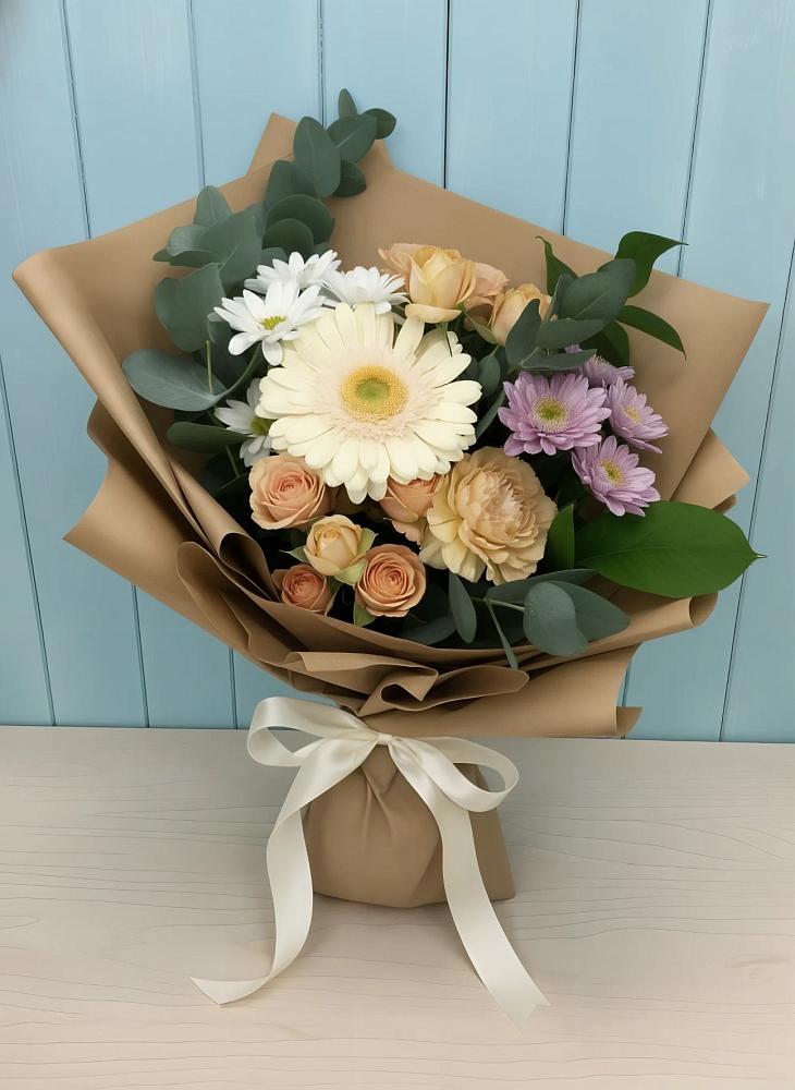 Букет цветов из: Герберы и Хризантемы в Кожино