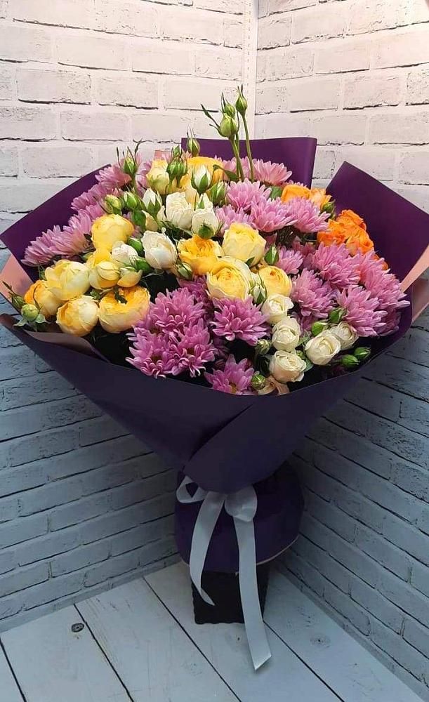 Букет цветов из: Хризантемы и Розы в Кожино