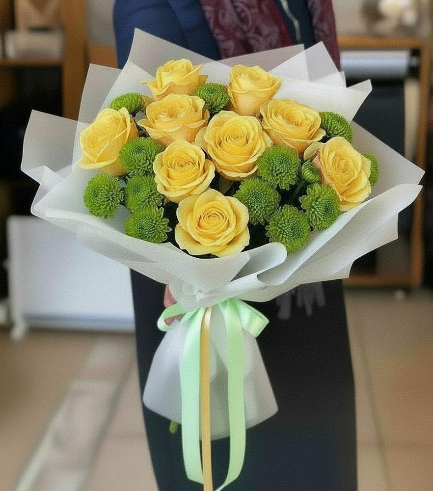 Букет цветов из: Хризантемы и Розы в Кожино