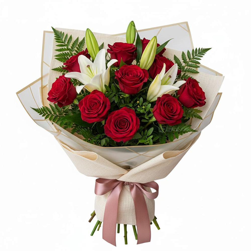 Букет цветов из: Лилии и Розы в Кожино