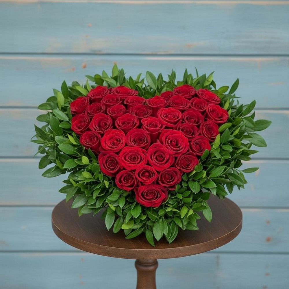 Цветочная композиция из Розы в виде сердца в Кожино