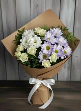 Букет цветов из:  Хризантемы и Розы в Кожино