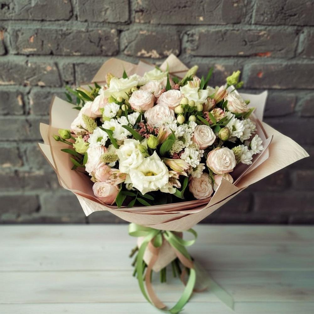 Букет цветов из: Альстромерии, Розы и Хризантемы в Кожино