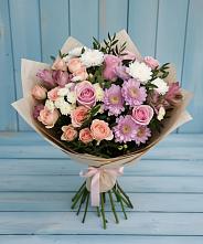 Букет цветов из:  Хризантемы, Розы и Альстромерии в Кожино