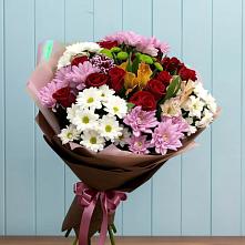 Букет цветов из:  Розы, Хризантемы и Альстромерии в Кожино