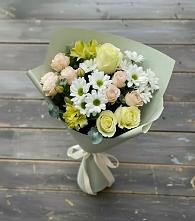 Букет цветов из:  Альстромерии, Розы и Хризантемы в Кожино
