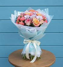 Букет цветов из:  Хризантемы и Розы в Кожино