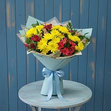 Букет цветов из:  Альстромерии и Хризантемы в Кожино